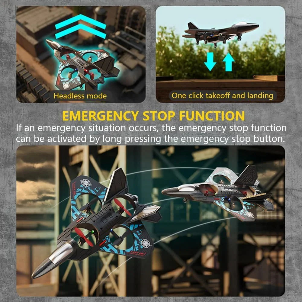 TAK TAK RC fighter jet drone toy with sleek design and remote control, ready for aerial adventures.