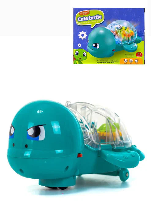 Cute plush turtle toy with a green shell and smiling face, perfect for cuddling and play.
