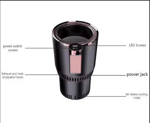 Smart Car Cup Warmer from My Store, showing compact device with power cord for warming beverages in a vehicle.